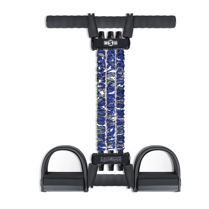 

Adjustable Foot Pedal Abdominal Exerciser Equipment Fitness Yoga 3-tube Pull Rope Color Box 100% Natural Latex NPR Nylon 50 Cm, Customized color