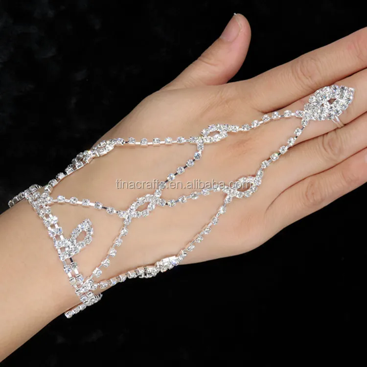 

Women Sexy Finger Crystal Indian Ring Bracelet