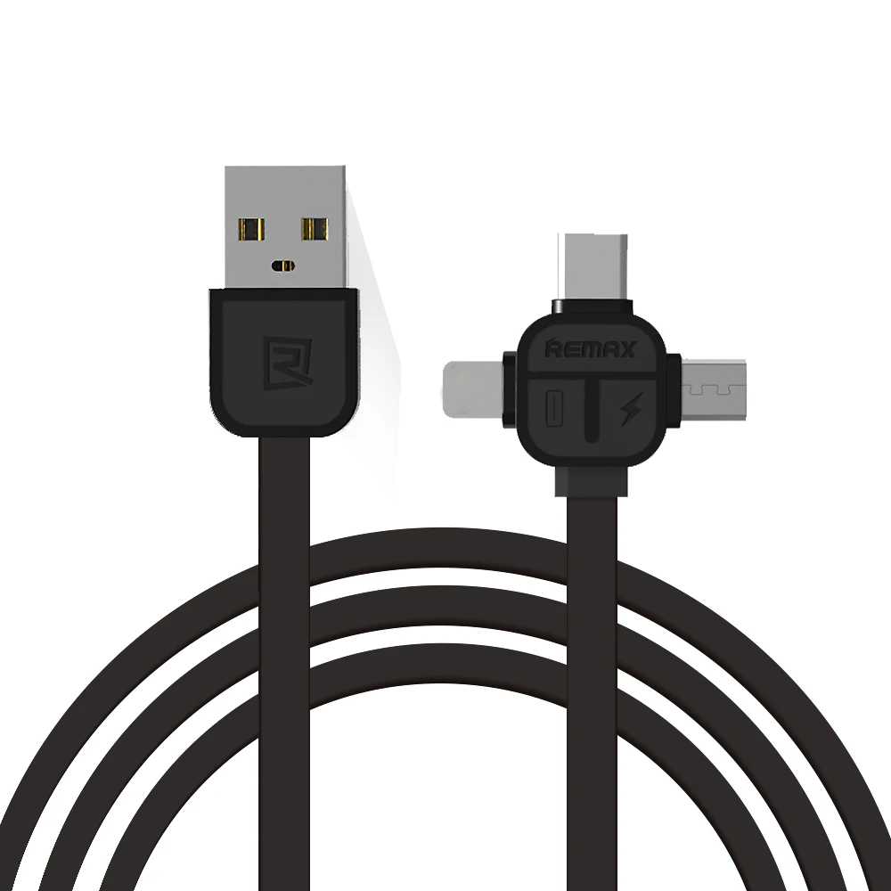 

REMAX All In One USB Data Cable 3 In 1 Multiple USB Cable Charger, Black;white