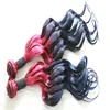 New arrival 9a grade brazilian remy human hair beauty black and red ombre colored hair extension