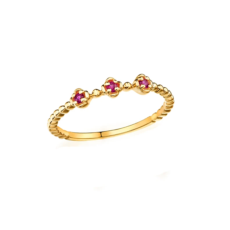 

14k Jewelry Manufacturer Ruby Gemstone Band Ring Solid Gold Jewelry, Yellow