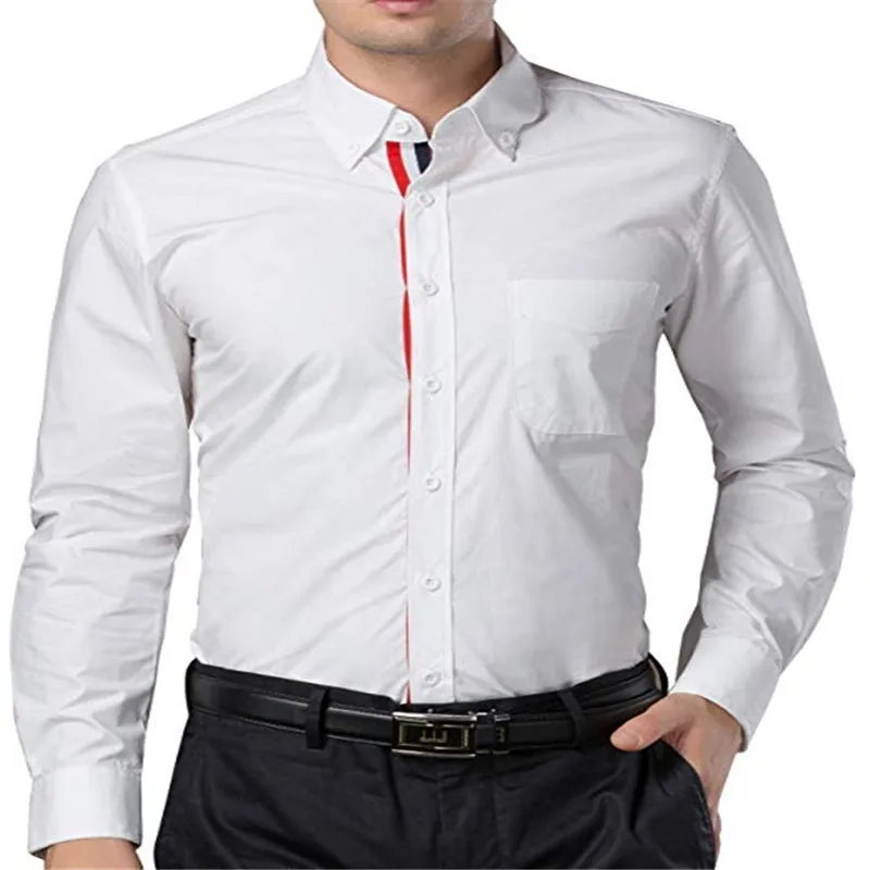 Oemtailor Solid White Long Sleeves Button Down Shirts Mens Dress Shirts