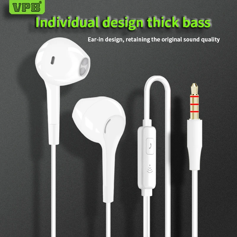 

VPB S30 Sport Earphone wholesale Wired Super Bass 3.5mm Crack Earphone Earbud with Microphone Hands Free for Samsung