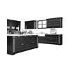 Black design solid oak wood kitchen design kitchen cabinet
