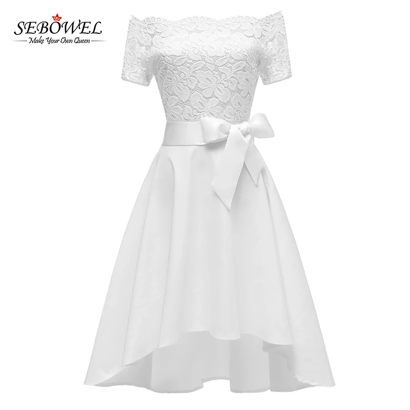 

New Lace Short Sleeve Off Shoulder Women's Prom Dress, Burgundy, navy ,pink, purple, black, white