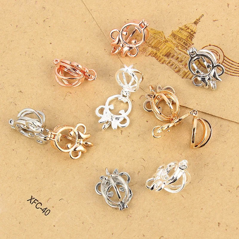 

Heart Pearl Cage Bead Cage Essential Oil Diffuser Locket Pendant Jewelry Making Oyster Pearl charm Necklace, 4 color