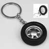 Hot Leather Car Keychain Creative 3D Tyre Alloy KeyRing Keyfob Car Key Chain