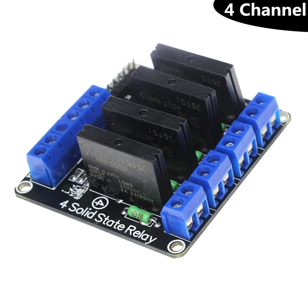 4 Channels Solid State Relay G3mb202p Dcac Pcb Ssr In 5vdc Out 240v Ac 2a For Arduino Buy 4