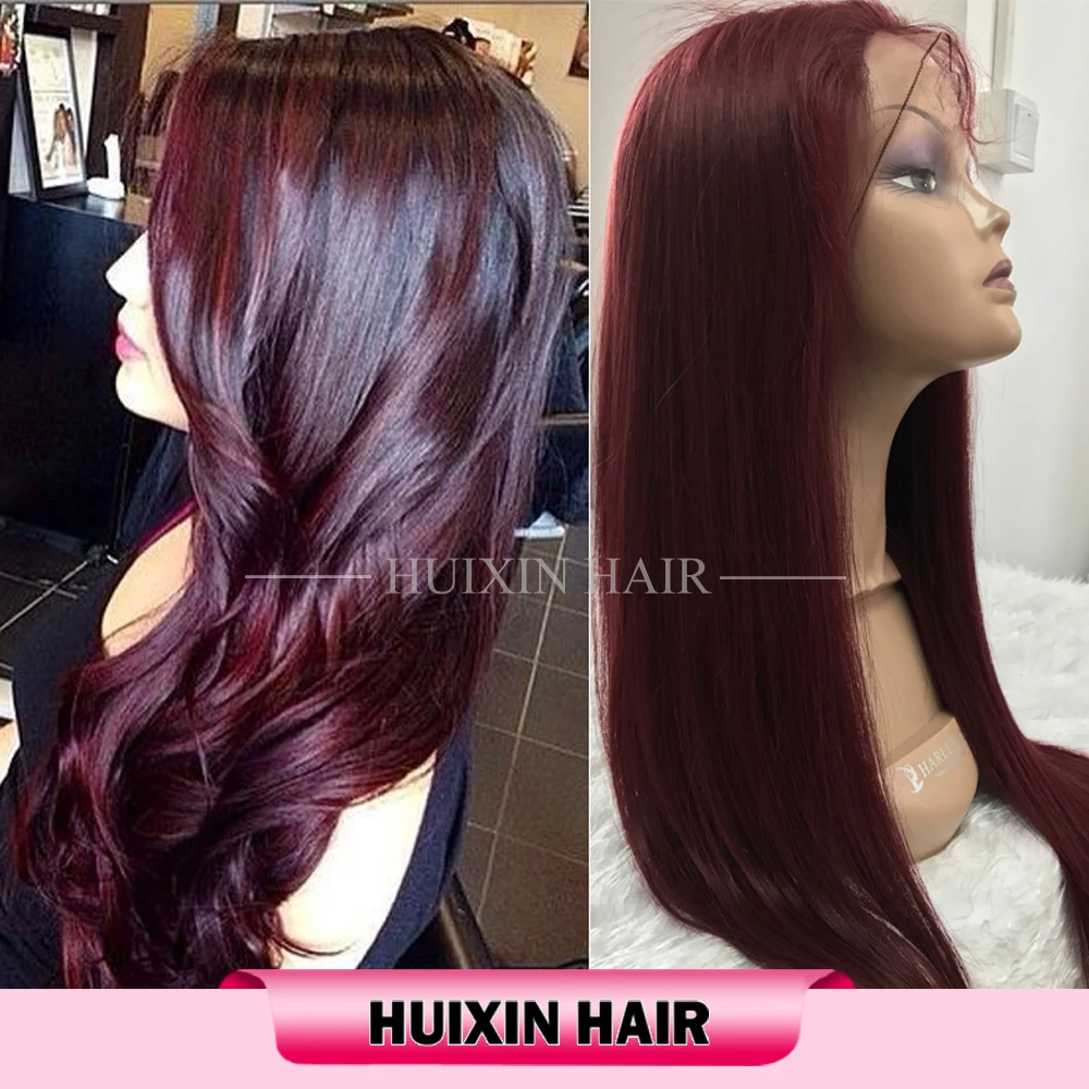 

Top Quality Glueless Burgundy Color Brazilian Human Hair Full Lace Wig