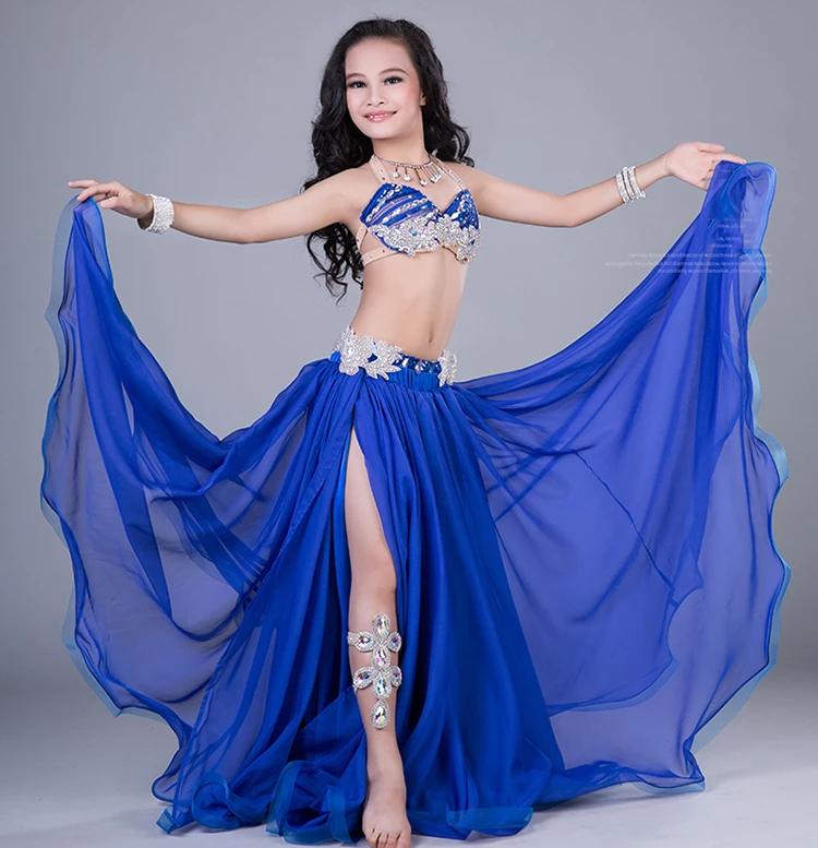 

RT182 Wuchieal New Design Autumn and Winter Professional Children Belly Dance Costumes for Drum Solo, Red;blue