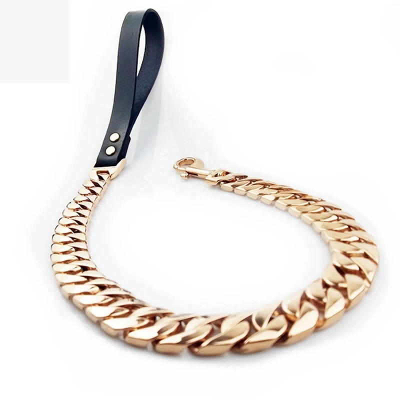 الأصلي! 18K الذهب سوبر الفاخرة طوق بكلاب سلسلة سلسلة الكلاب الكبيرة سلسلة قوية 32 مللي متر الحيوانات الأليفة الاكسسوارات Pitbull طوق