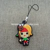 custom cartoon girl character soft pvc cellphone pendant