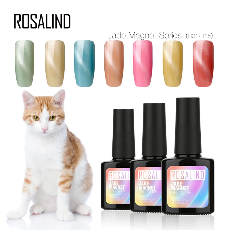 

Rosalind custom logo nail art supplies jade color cat eye lacquer semi permanent uv cat eye gel nail polish for wholesale