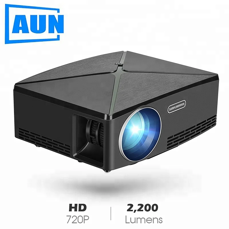 AUN MINI Projector C80, 1280x720 Resolution, LED Proyector, Portable HD Beamer for Home Cinema. Support 1080P