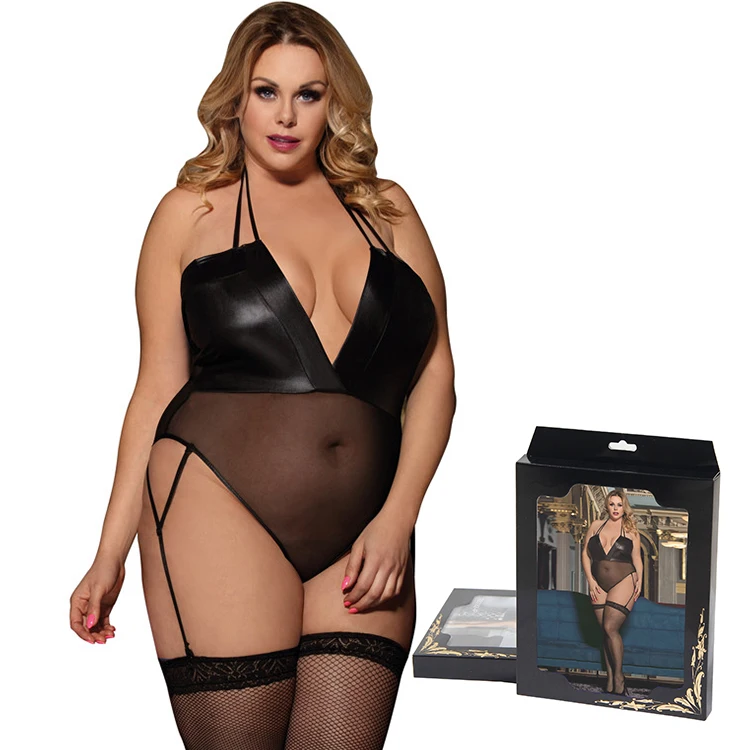 

Wholesale women sexy plus size faux leather teddy lingerie, As shown