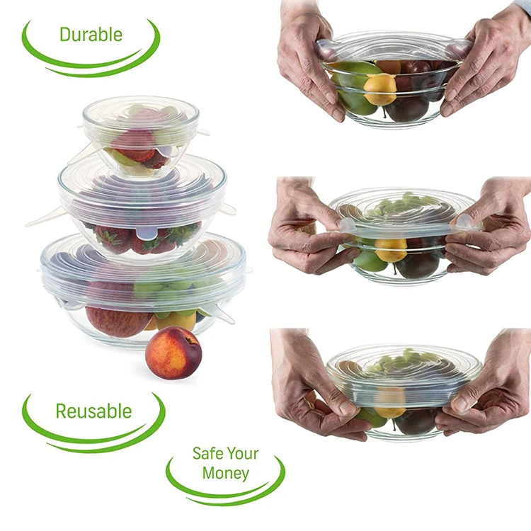 Bpa Free Reusable Flexible Stretch Silicone Fresh-keep Lid For Fruits ...