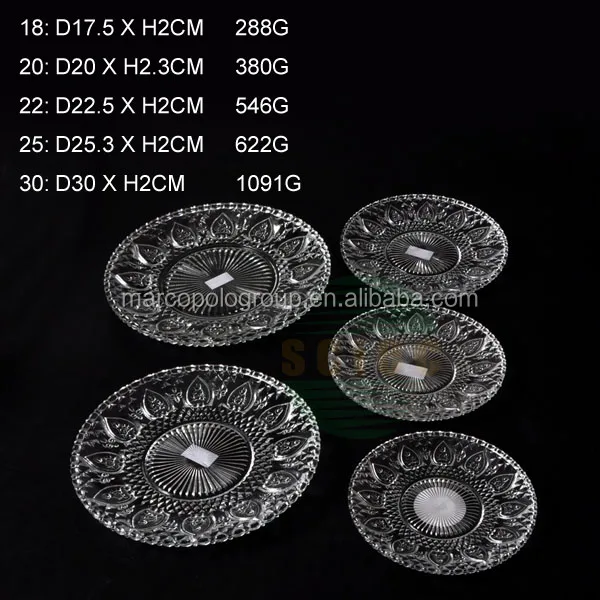 Wholesale Glass Plate Set Dinner Tableware Clear Glass Embossed Plates