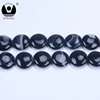 Unique 25*9mm black flat round agate beads strings