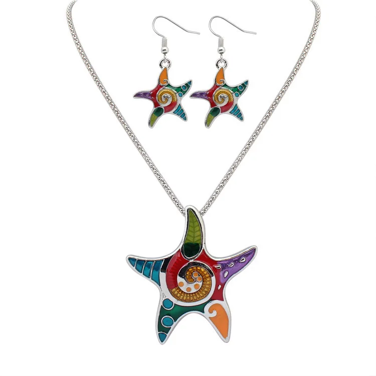 

Sweet colorful enamel layered five-pointed star necklace jewelry for girls