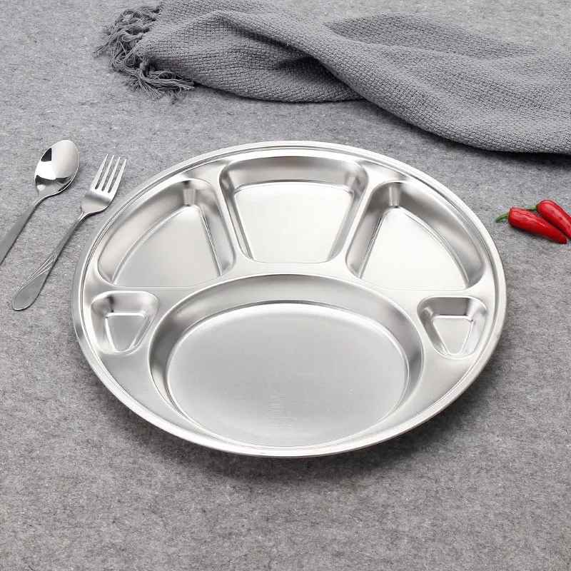 Divided Dish Plate School Lunch Tray Stainless Steel Dinner Plate