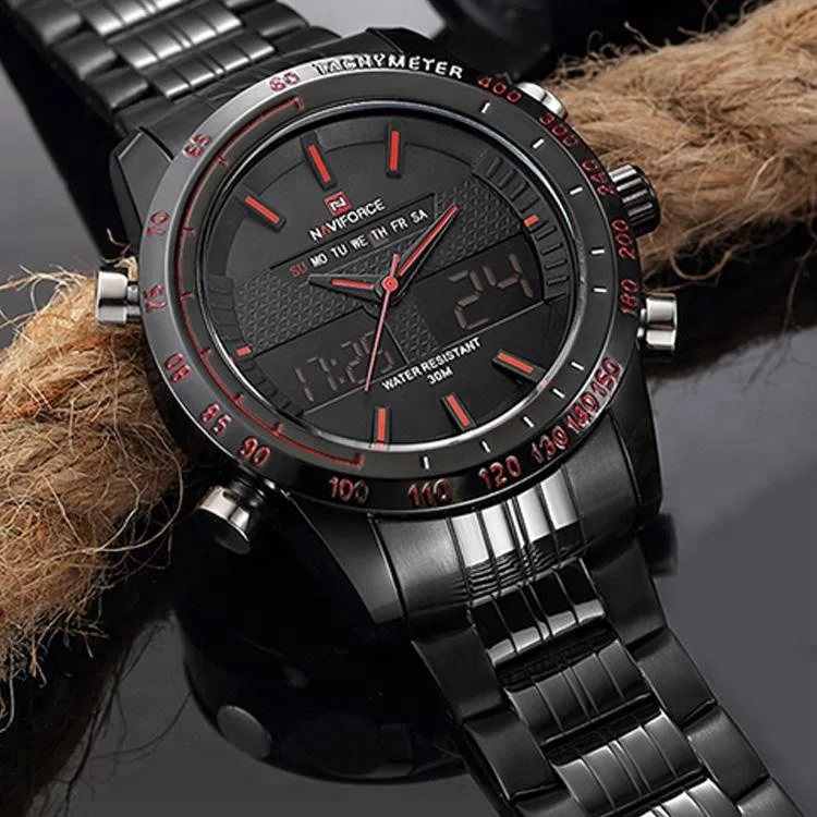 

naviforce 9024 Classic multifunction wrist waterproof quartz watch digital high quality watches for men navy, Red,white,orange