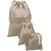 Small Natural Strong Reusable Washable Custom Logo Jute Drawstring Bag