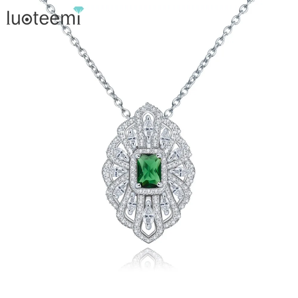 

LUOTEEMI Trendy Luxury Gorgeous White Gold Plated Women Fashion Jewelry Birthday Present Zircon Necklace, N/a