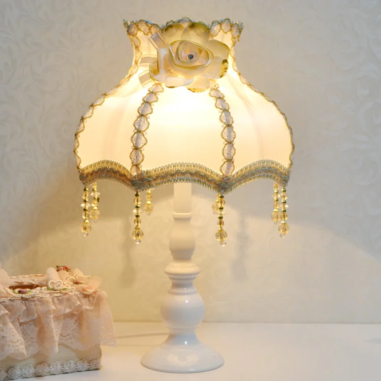 Princess Style Decorative Led Table Lamp Fabric Shade Table Lamp Luxury