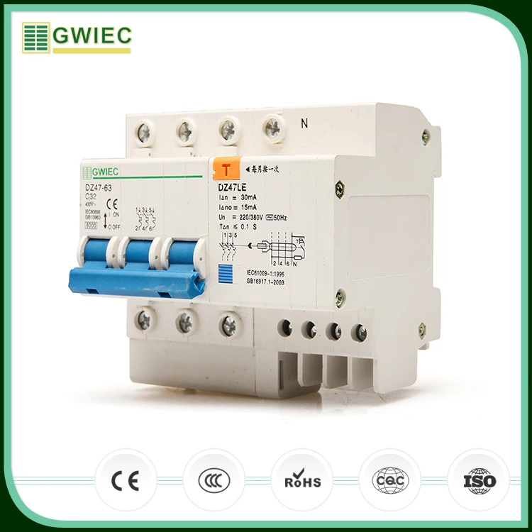 GWIEC New Products DZ47LE Electronic Type 32A 3P+N Rcbo Australia Residual Current Circuit Breaker