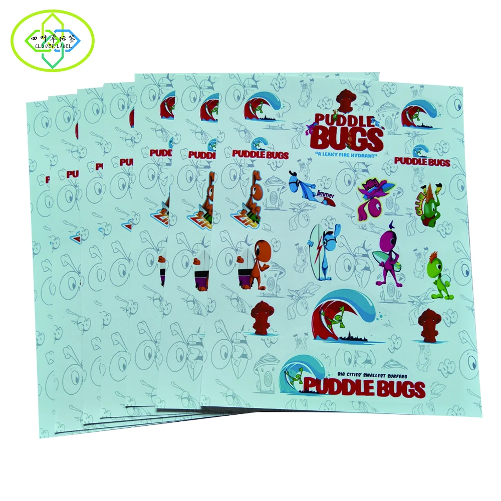 

Custom Printing Cartoon sticker white vinyl PVC die cut sticker 8.5x11'' sheets