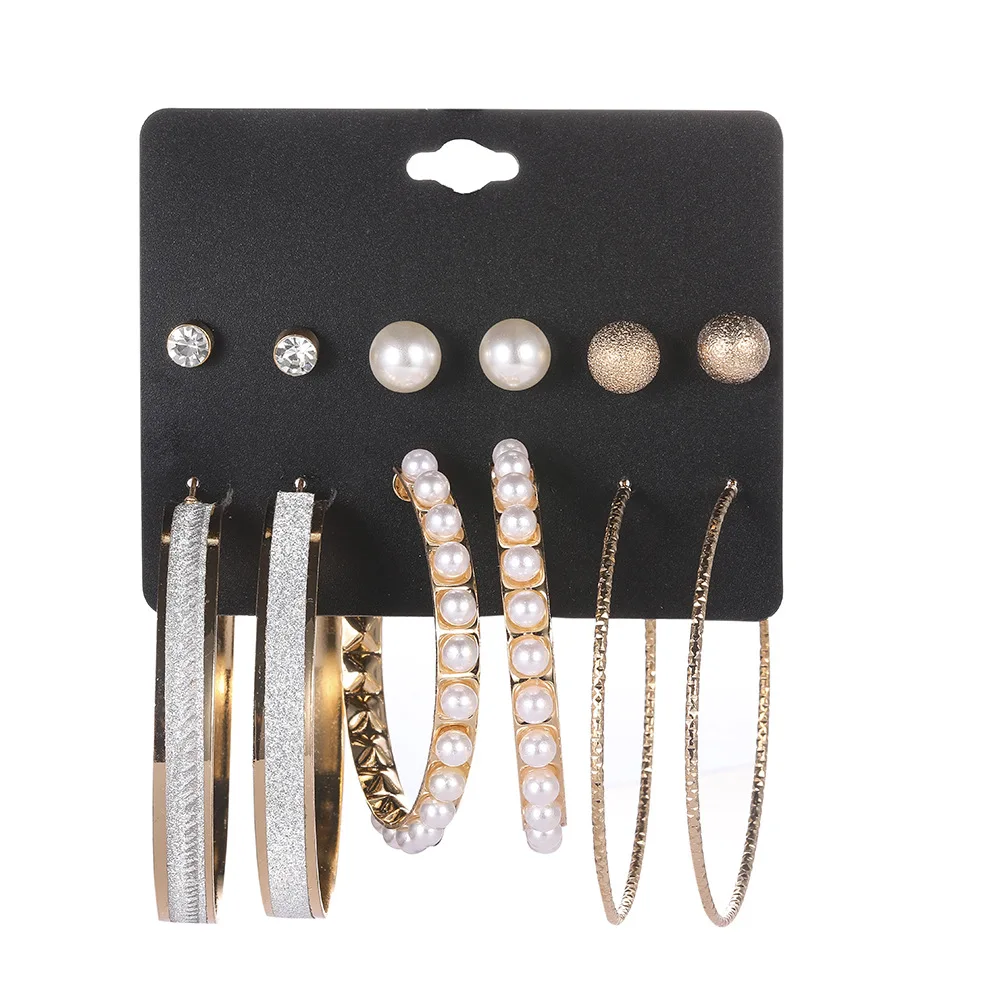 

Fashion Gold Pearl large hoop earrings Set For Women Wholesale N95081, Colors