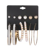 

Fashion Gold Pearl large hoop earrings Set For Women Wholesale N95081