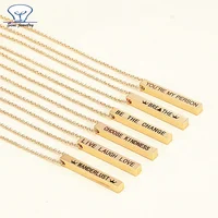 

Personalized Nameplate Necklace Stainless Steel Customized engraved Logo Pendant Name 24K gold bar Necklace designs
