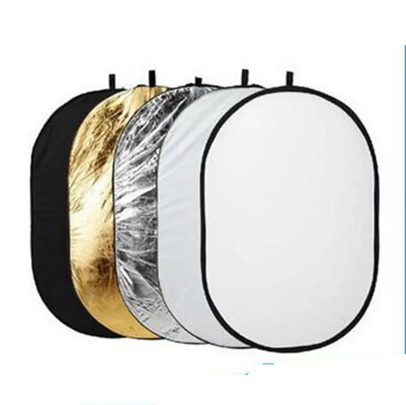 

Camera Accessories High Quality 60*90 5 in 1 Foldable Photo Light Collapsible Reflector, Gold silver black white and translucent