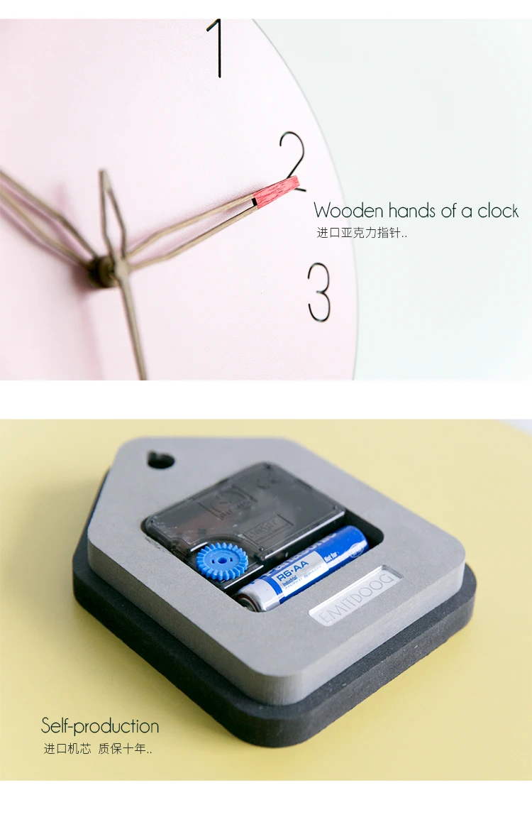 Emitdoog 12" Round Digital Wall Clock Machine Quartz Clock Movements