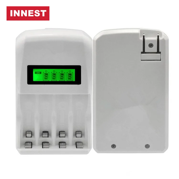 

4 slot port intelligent charger with LCD display AA AAA 1.2v 1.5v smart fast rechargeable battery charger, White