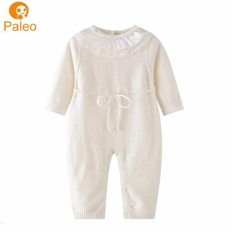 

Factory OEM Newborn autumn lace collar plain long sleeve baby girl romper