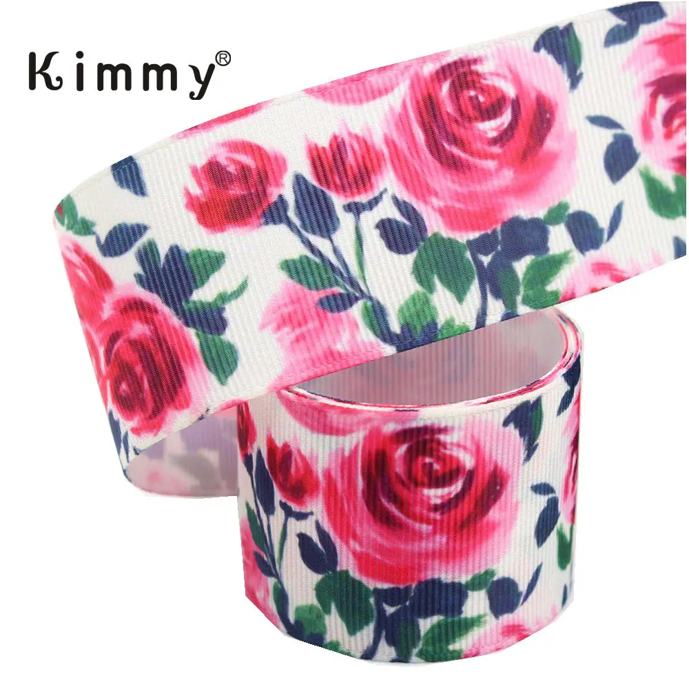 

Xiamen Factory Wholesale DIY Crafts Pink Floral Satin Grosgrain Ribbon