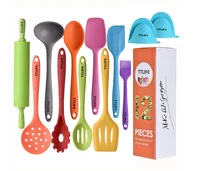 

Silicone Kitchen Utensil 12 Pcs With Turner, Spatula, Soup Ladle,Brush,Long Handle Shovel,Long Spoon and others for cooking