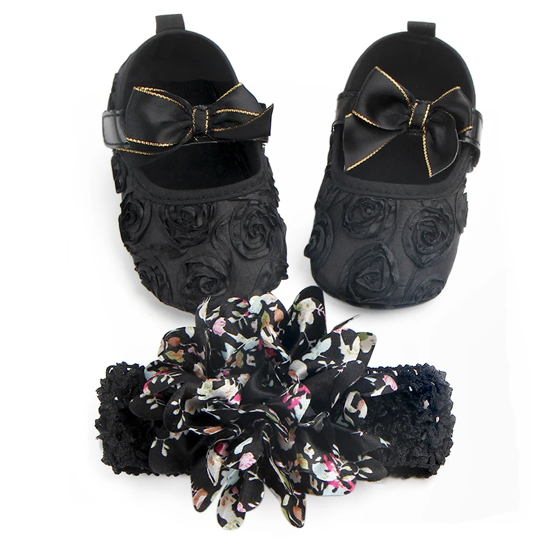 

New arrival hairband and baby shoes set design OEM baby shoes design with hairband, 8 designs