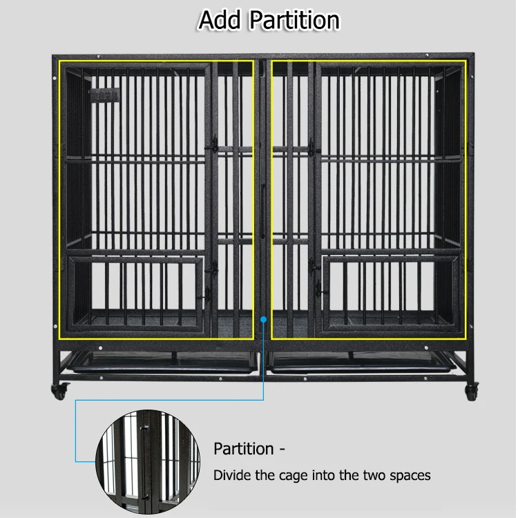 55" Anti Rust Pet Animal Hospital Vet Clinic Dog Cages With Partition