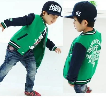 

2016 Hot Sale Clothes For Kids Boy Autumn And Winter Warm Short Sport Green Baseball Coat, As picture;or your request pms color