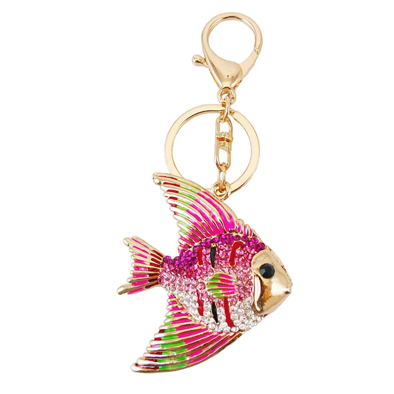 

Full rhinestone crystal keychain blue ocean fish keychain