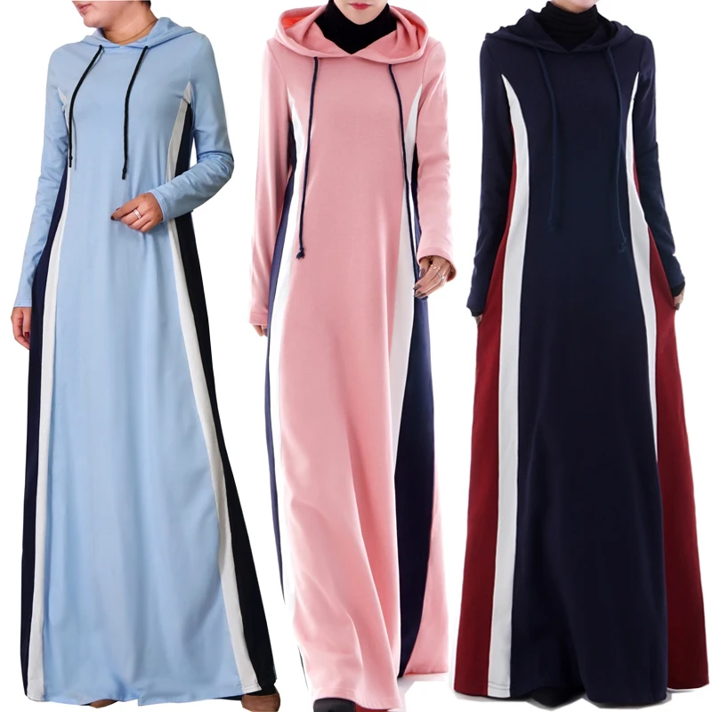 

Latest Design Islamic modest sport wear Sport Abaya Gym Hoodie style Soft Knit for girls Maxi Dress for spring, Color swatches for you select