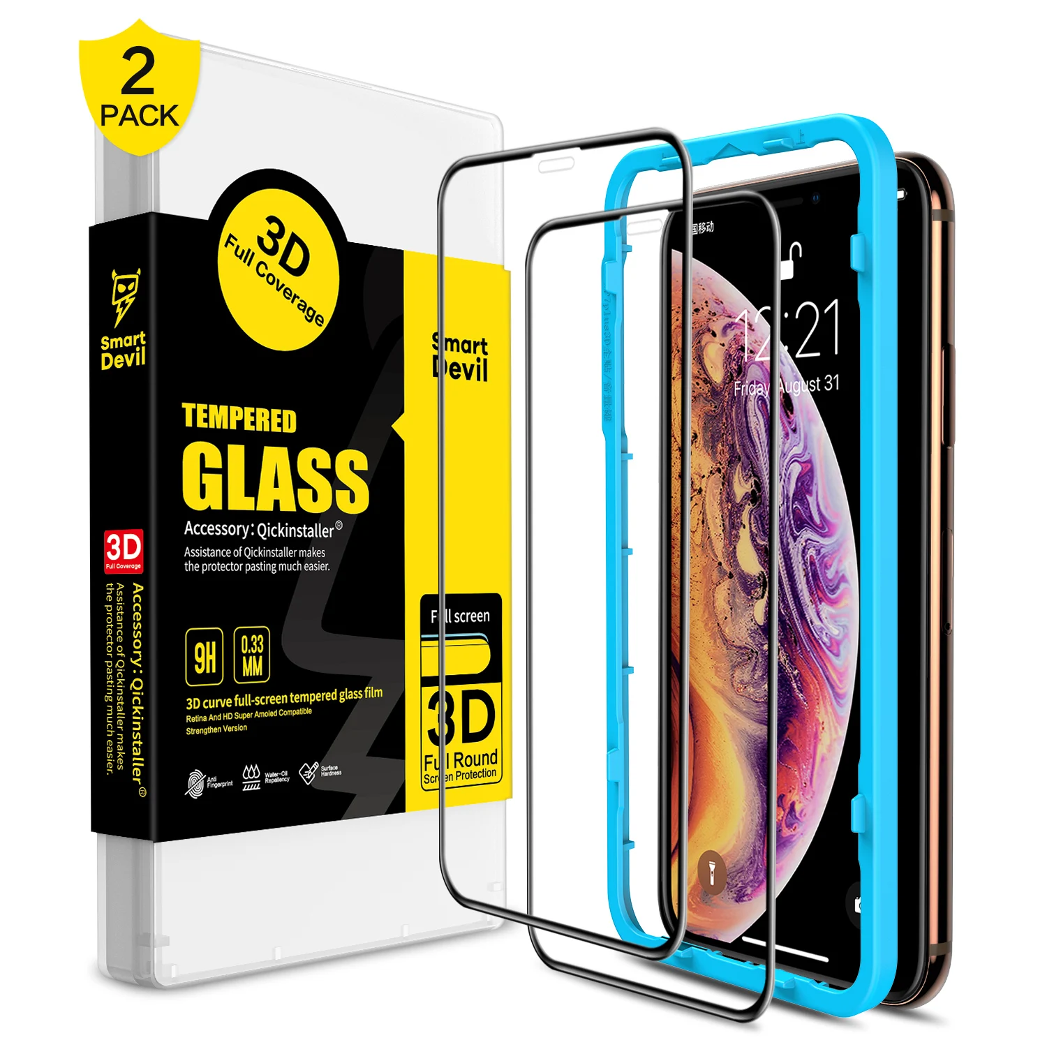 

Smart devil 3D Full Cover Tempered Glass Screen Protector For iPhone X XS xr 11 PRO 3D curved Tempered Glass for mobile phone