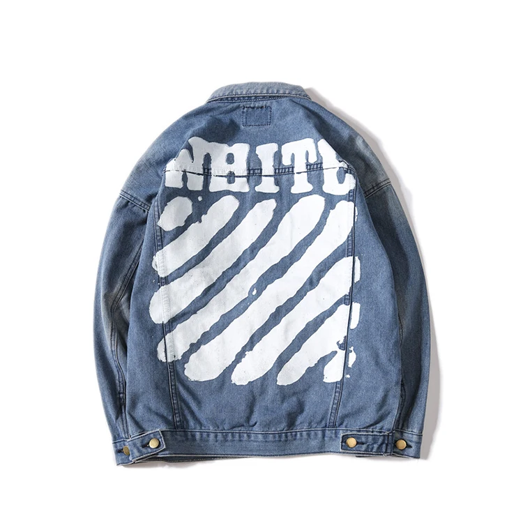 

2018 Men's 3D Printing Custom Acid Washed Loose Fashion Activewear Denim Jacket