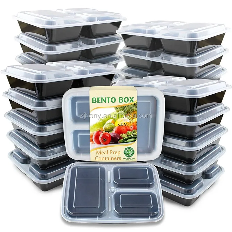 

Meal Prep Containers 3 Compartment with Lids, Food Storage Bento Box | BPA Free | Stackable | Reusable Lunch Boxes, Microwave, Any color is available