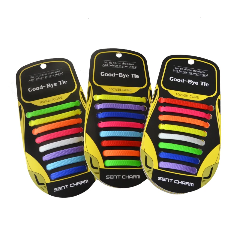 

No Tie Silicone Shoe laces elastic silicone gel Slip Sneaker Elastic Shoelaces, 12 colors
