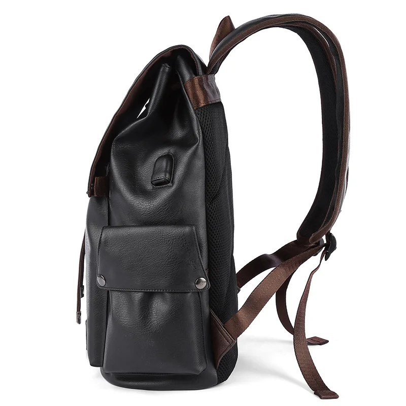 
MOYYI waterproof school bag Fashionable original design men leather backpack black travelling back pack bags 