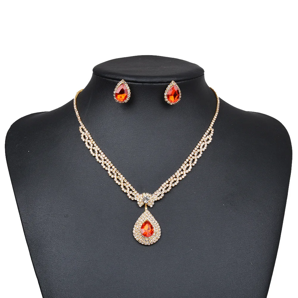 Fashion gold jewellery dubai crystal bridal jewelry sets